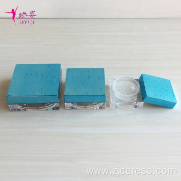 Square Shape Loose Powder Jar with Electroplated Lid